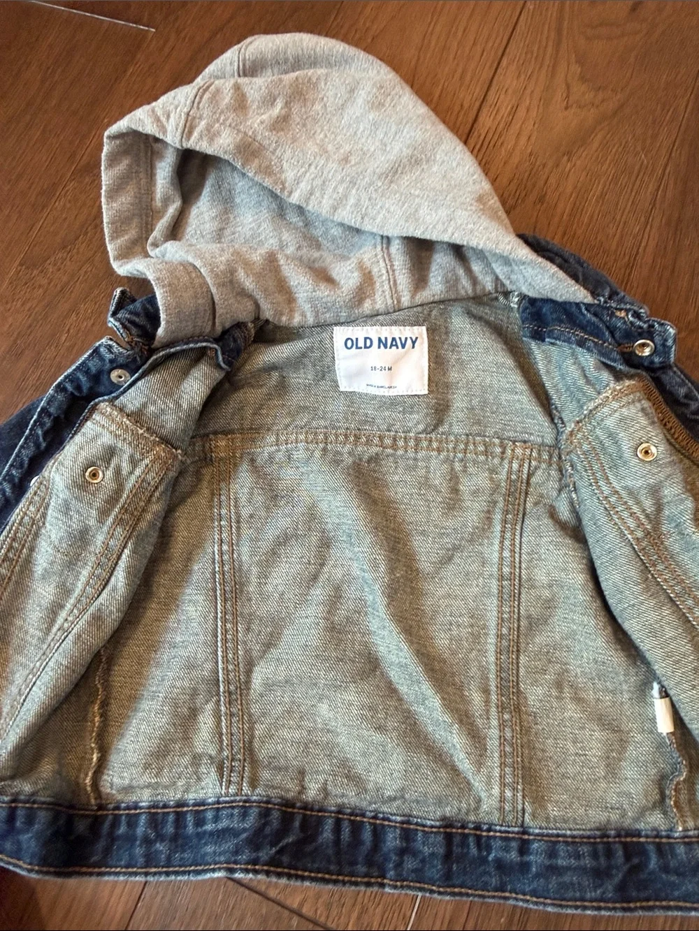 Old Navy Blue Denim Jacket with Hooded Sweatshirt Size 18-24 Months - C34-155
